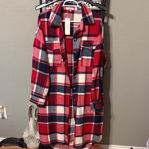 Red and Blue Plaid Women's Utility Jacket